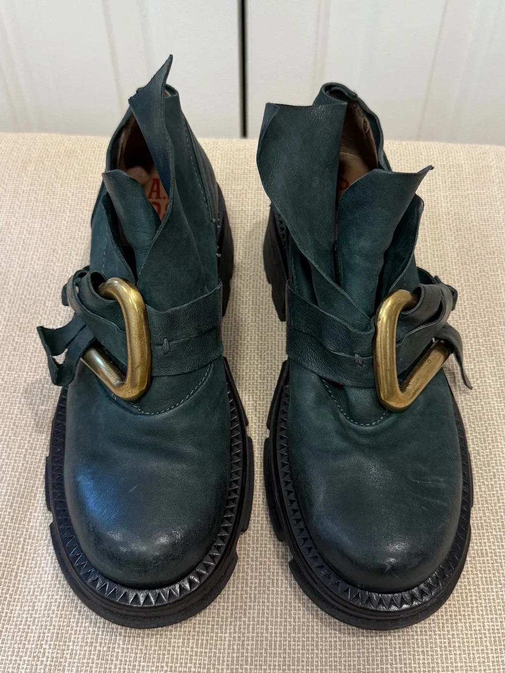 A.S. 98 Laken Womens Green Leather Slip On Casual Dress Boots Size 38 US 7.5